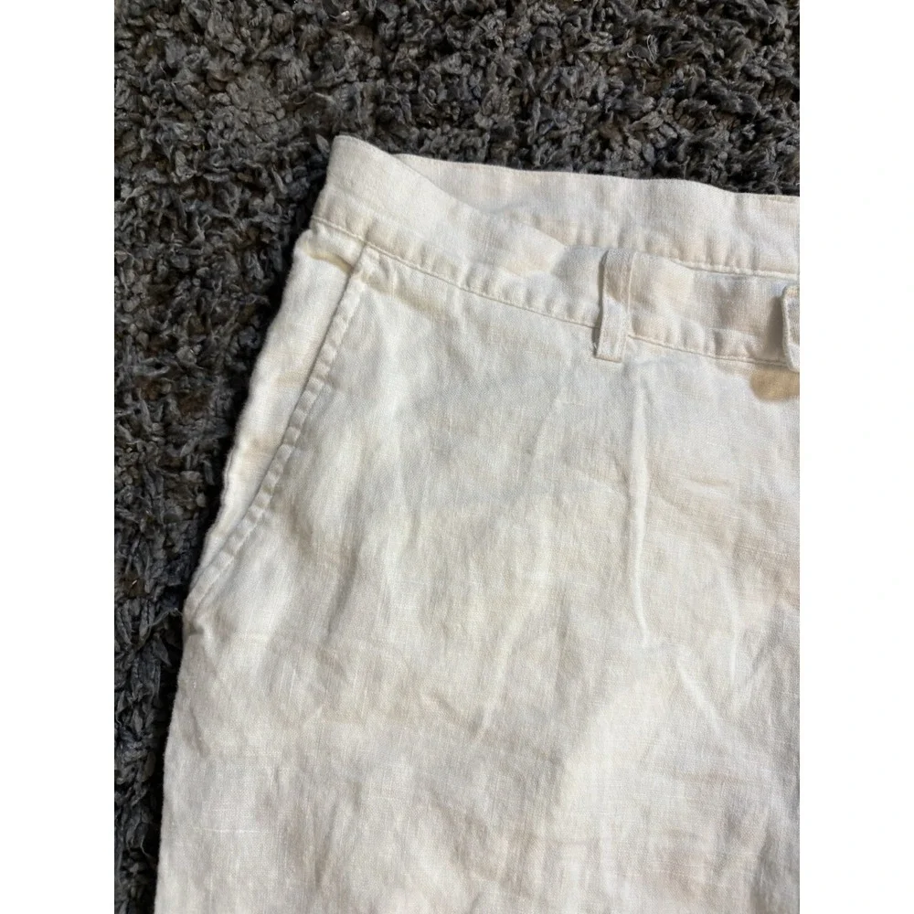 H&M Men's Pants 100% Linen White Beach Resort Sz 35x31 Pockets Comfort
